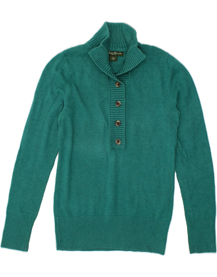 EDDIE BAUER Womens Button Neck Jumper Sweater UK 10 Small Blue Cotton Vintage Eddie Bauer and Second-Hand Eddie Bauer from Messina Hembry 