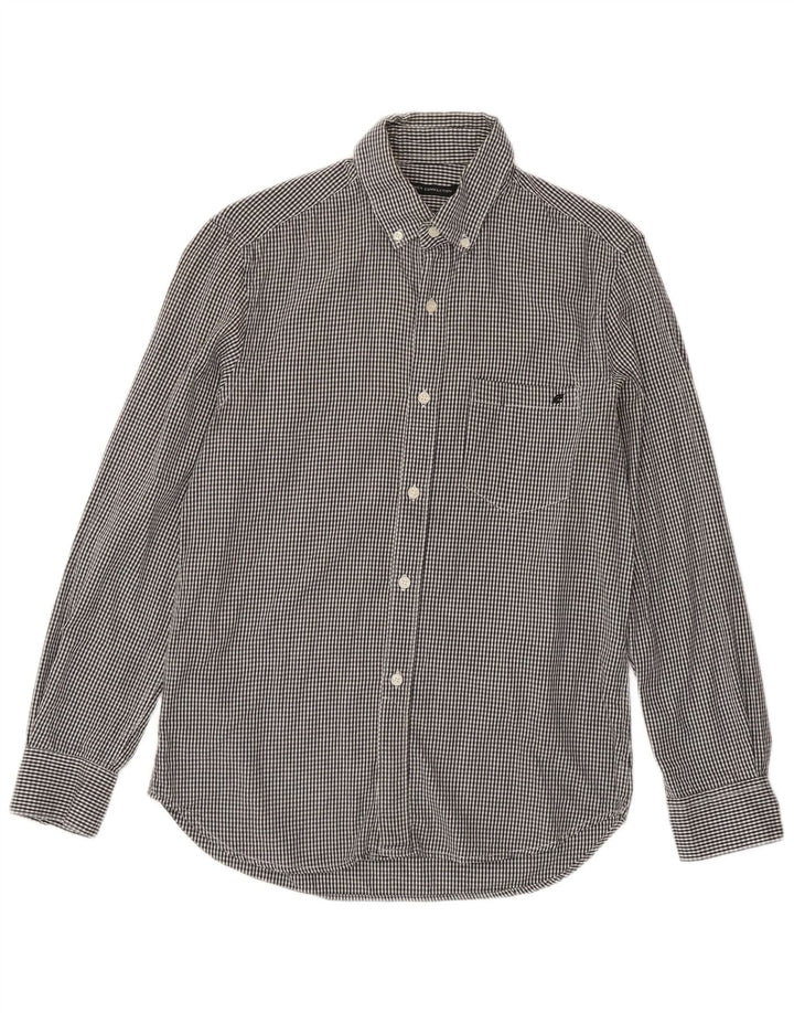 French Connection Mens Shirt Medium Grey Gingham Cotton