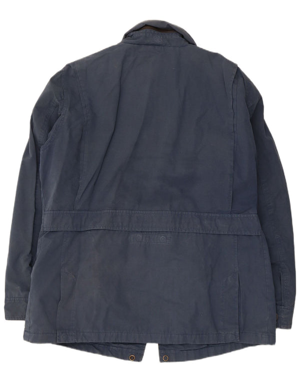 Timberland Mens Hooded Utility Jacket UK 40 Large Navy Blue Cotton