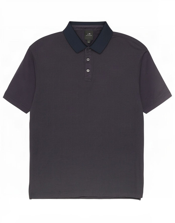 Armani Exchange Mens Polo Shirt Medium Navy Blue Geometric Cotton