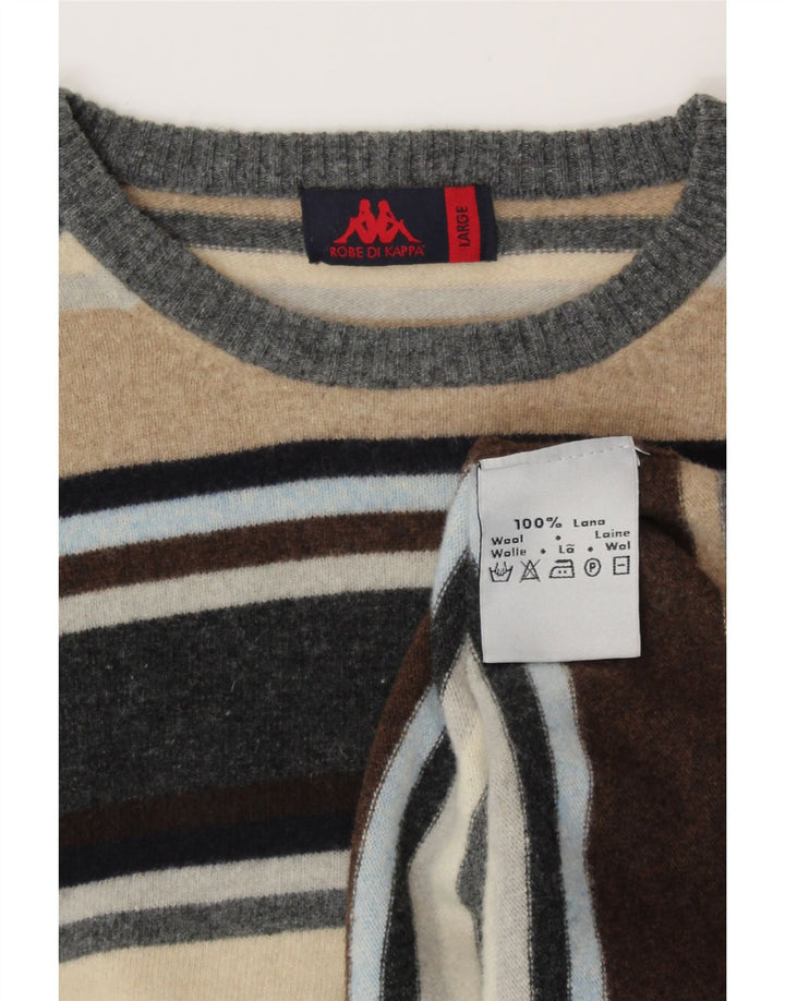 KAPPA Womens Crew Neck Jumper Sweater UK 16 Large Multicoloured Striped