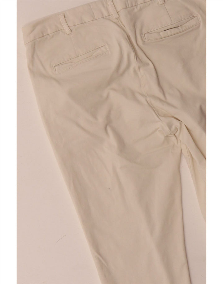 BENETTON Womens Slim Chino Trousers UK 12 Medium W32 L28 Off White Cotton