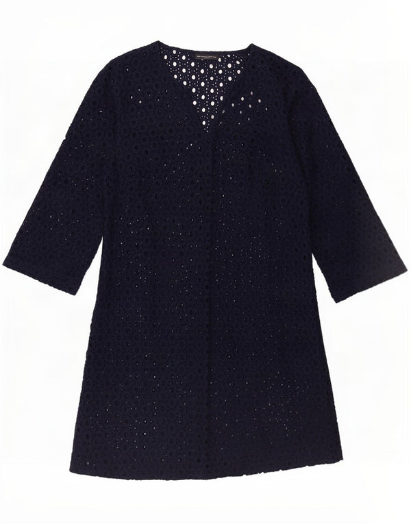 The White Company Womens Beach 3/4 Sleeve Basic Dress UK 10 Small Navy Blue