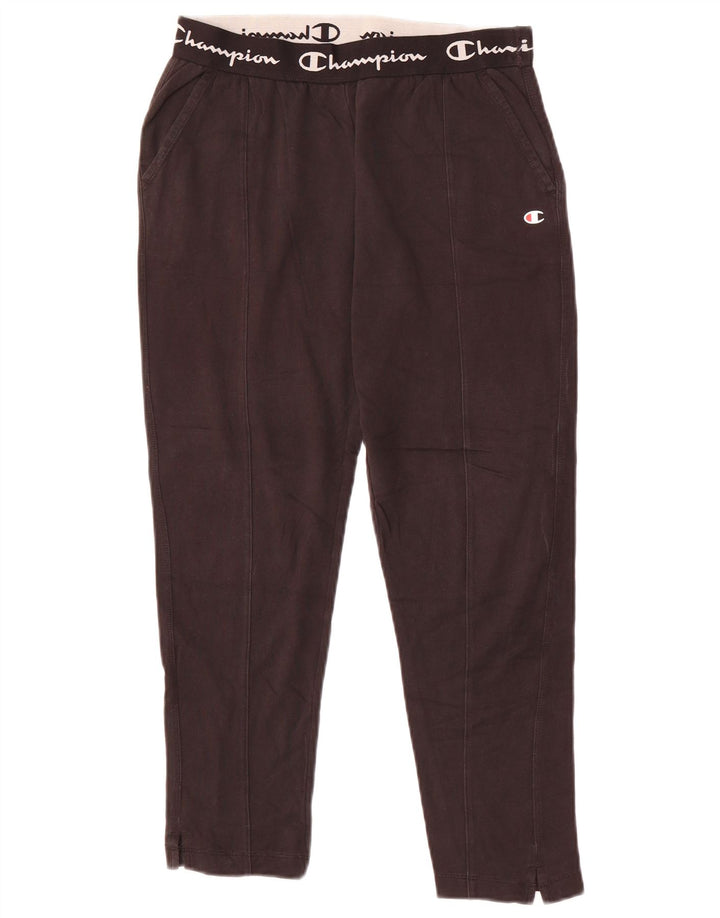 CHAMPION Womens Graphic Tracksuit Trousers UK 12 Medium  Black