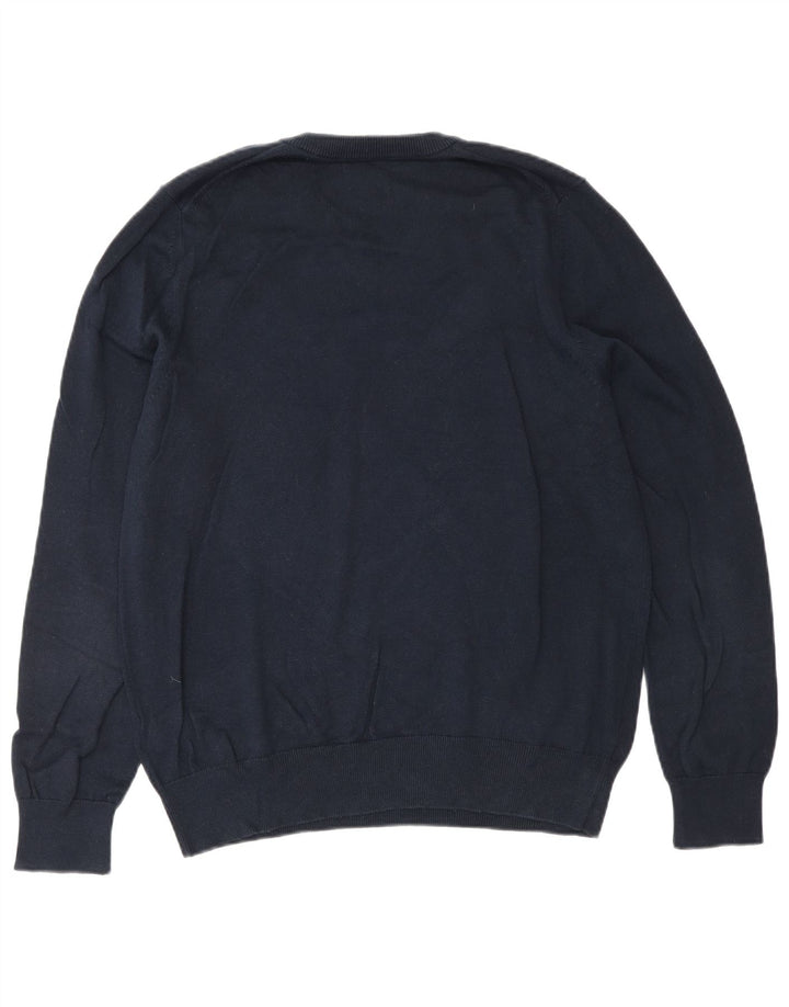 Marks & Spencer Mens V-Neck Jumper Sweater Medium Navy Blue Cotton