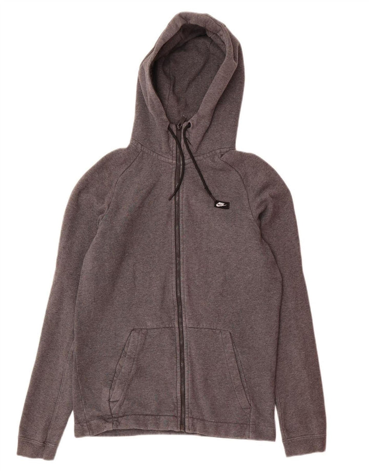 NIKE Mens Zip Hoodie Sweater Small Grey Cotton