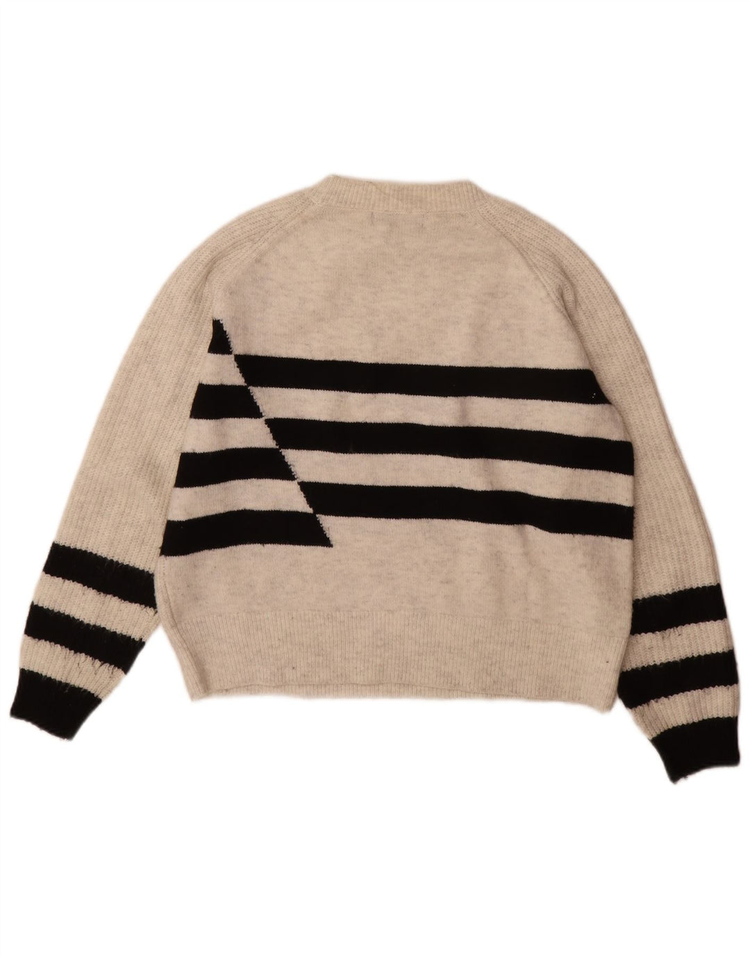 Marks & Spencer Womens Crew Neck Jumper Sweater UK 14 Medium Grey Striped
