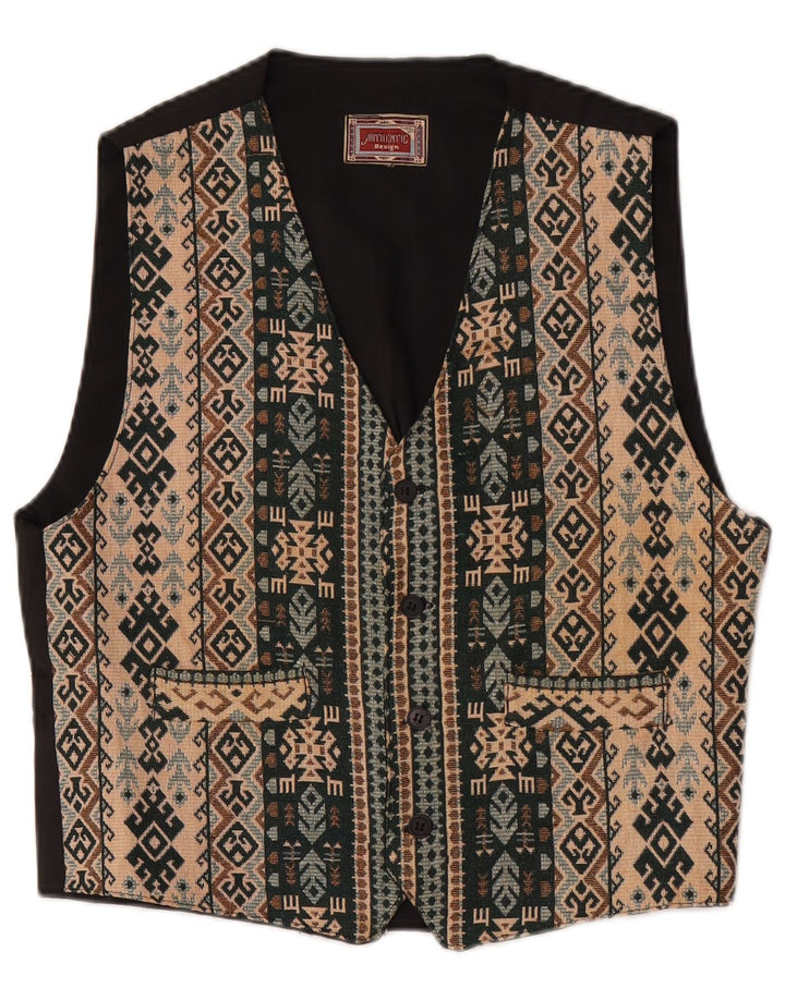 Authentic Mens Waistcoat Small Multicoloured Fair Isle