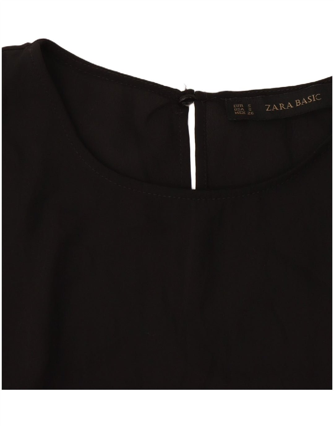 Zara Womens 3/4 Sleeve Blouse Top UK 10 Small Black