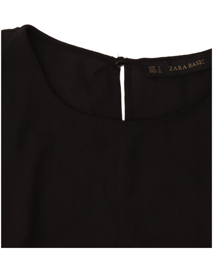Zara Womens 3/4 Sleeve Blouse Top UK 10 Small Black