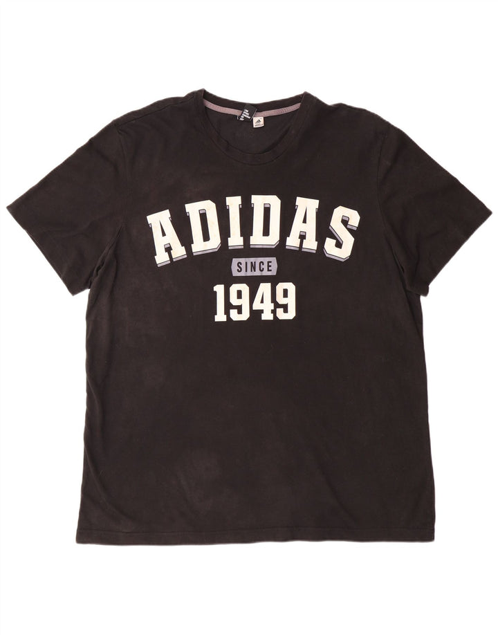 ADIDAS Mens Graphic T-Shirt Top 2XL Black Cotton