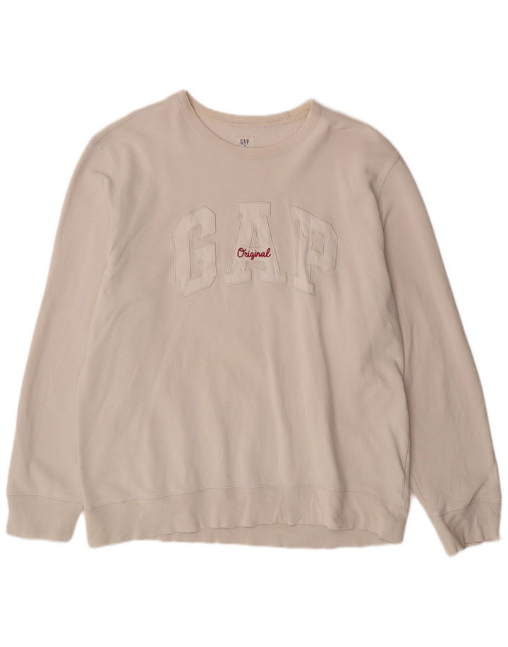 GAP Mens Graphic Sweatshirt Jumper XL White Cotton