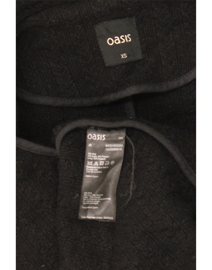 Oasis Womens Overcoat UK 6 XS Black Wool