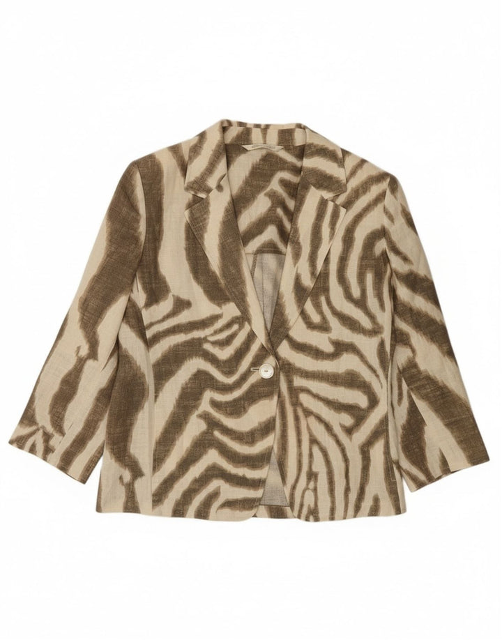 Vintage Womens Oversized 3/4 Sleeve Blazer Jacket UK 10 Small Brown