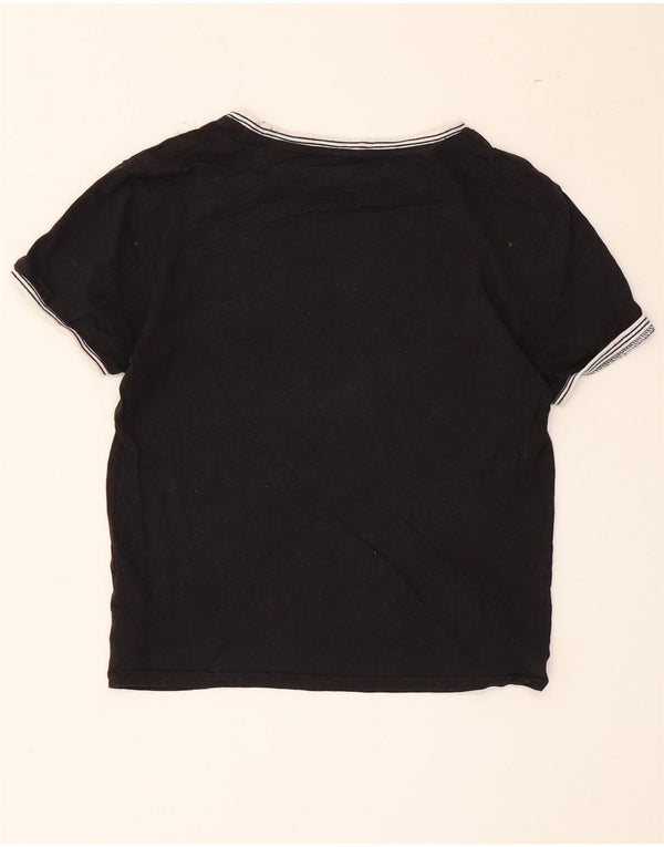 Jack Wills Womens Crop T-Shirt Top UK 8 Small Black Cotton