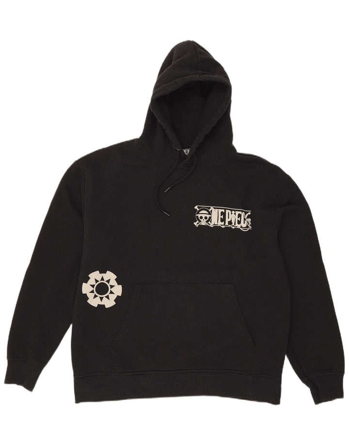 Pull & Bear Mens Graphic Hoodie Jumper XL Black Polyester