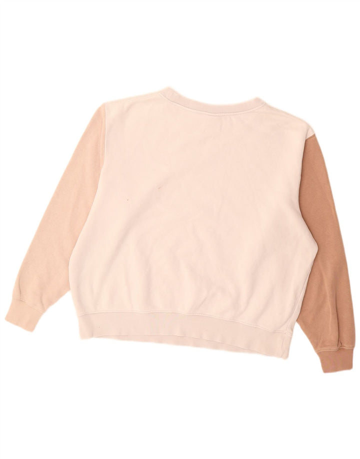 Nike Womens Sweatshirt Jumper UK 14 Medium Beige Colourblock Cotton