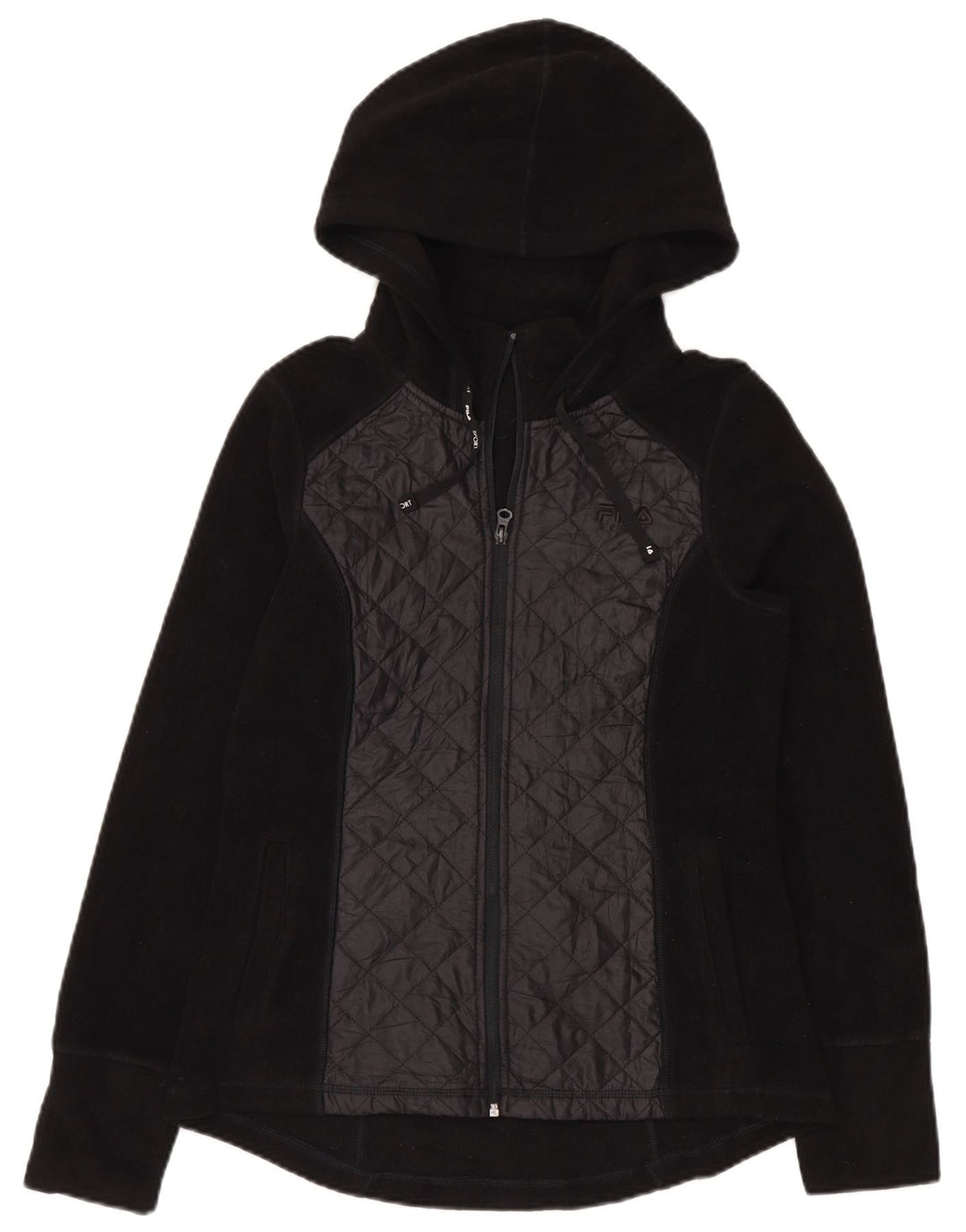 Fila Womens Hooded Fleece Jacket UK 14 Medium Black Polyester