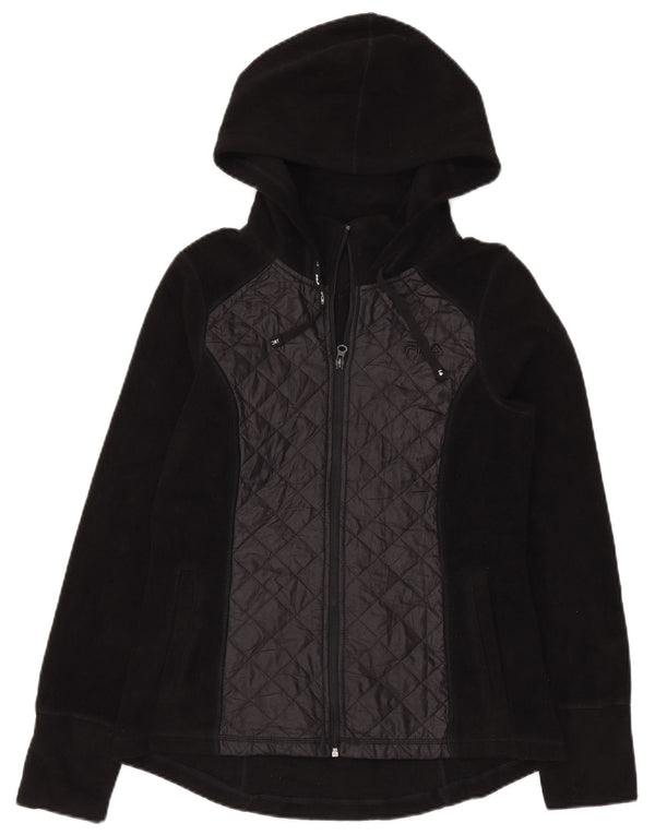 Fila Womens Hooded Fleece Jacket UK 14 Medium Black Polyester