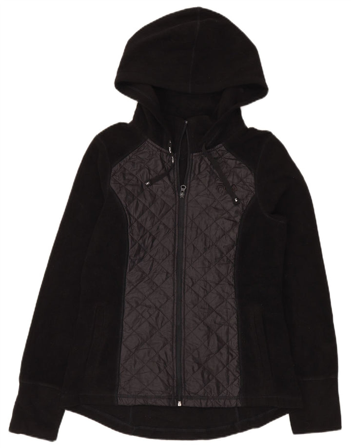 Fila Womens Hooded Fleece Jacket UK 14 Medium Black Polyester