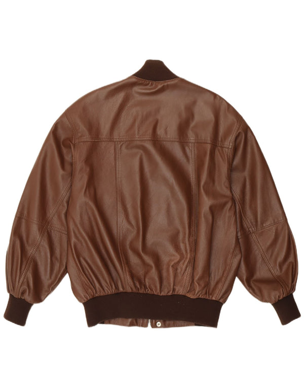 VINTAGE Mens Leather Jacket UK 36 Small Brown Leather