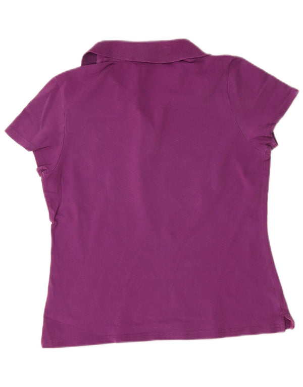 Puma Womens Polo Shirt UK 14 Large Purple Cotton