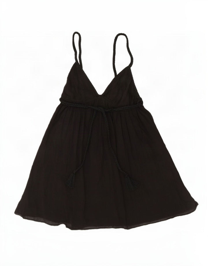 Zara Womens Playsuit UK 12 Medium Black Cotton