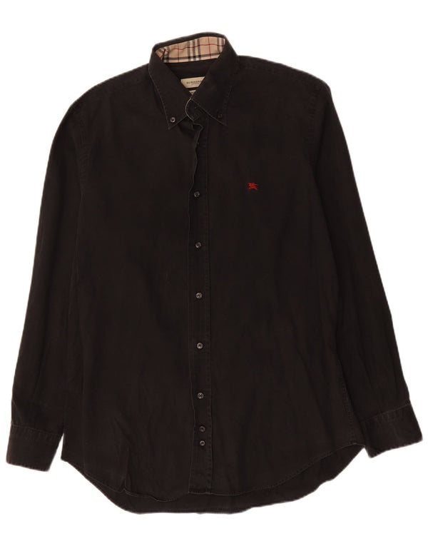 BURBERRY Mens Slim Fit Shirt Medium Black Cotton
