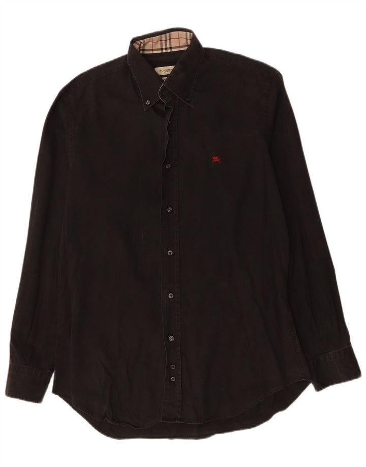BURBERRY Mens Slim Fit Shirt Medium Black Cotton