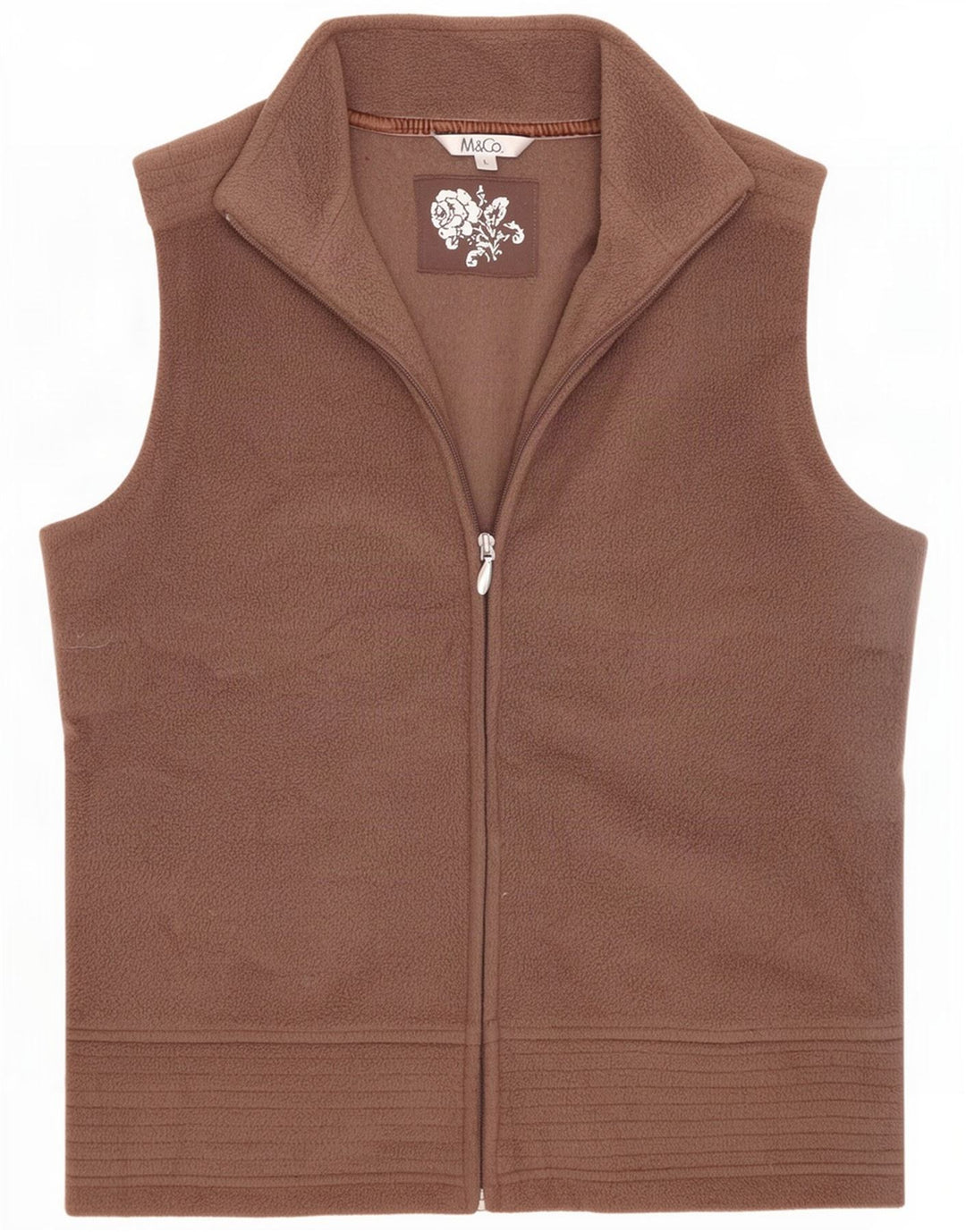 M&Co Womens Fleece Gilet UK 16 Large Brown Polyester