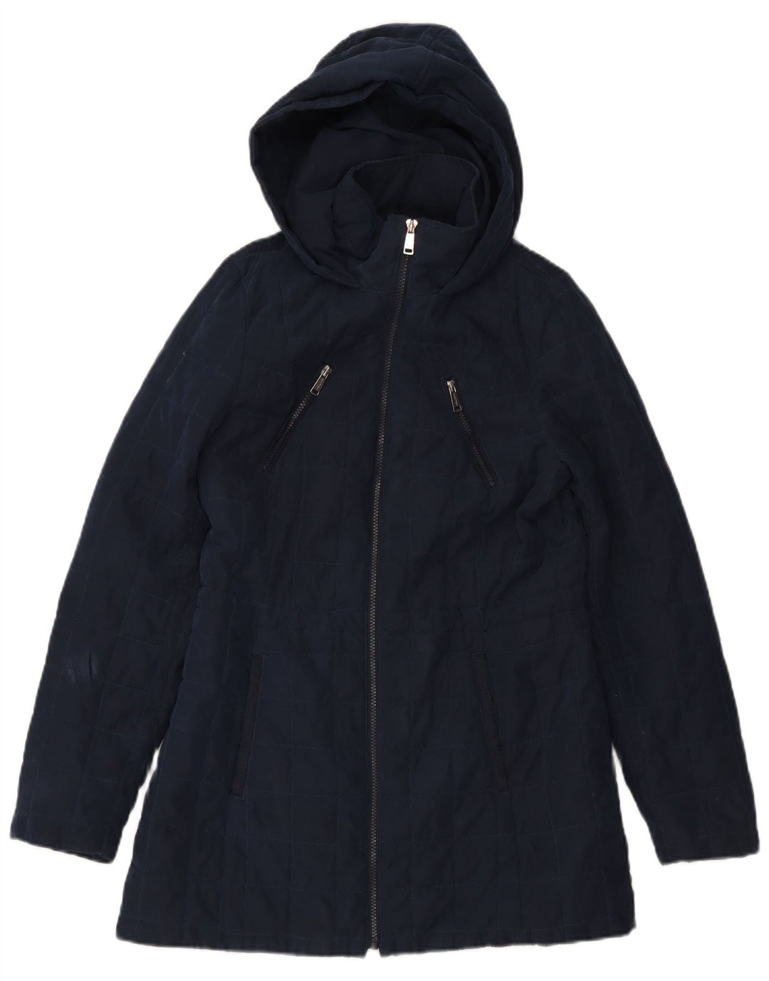 NAUTICA Womens Hooded Padded Coat UK 14 Large Navy Blue Polyester