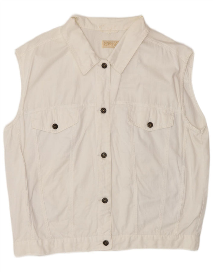 Reprise Womens Denim Gilet IT 46 Large White Cotton