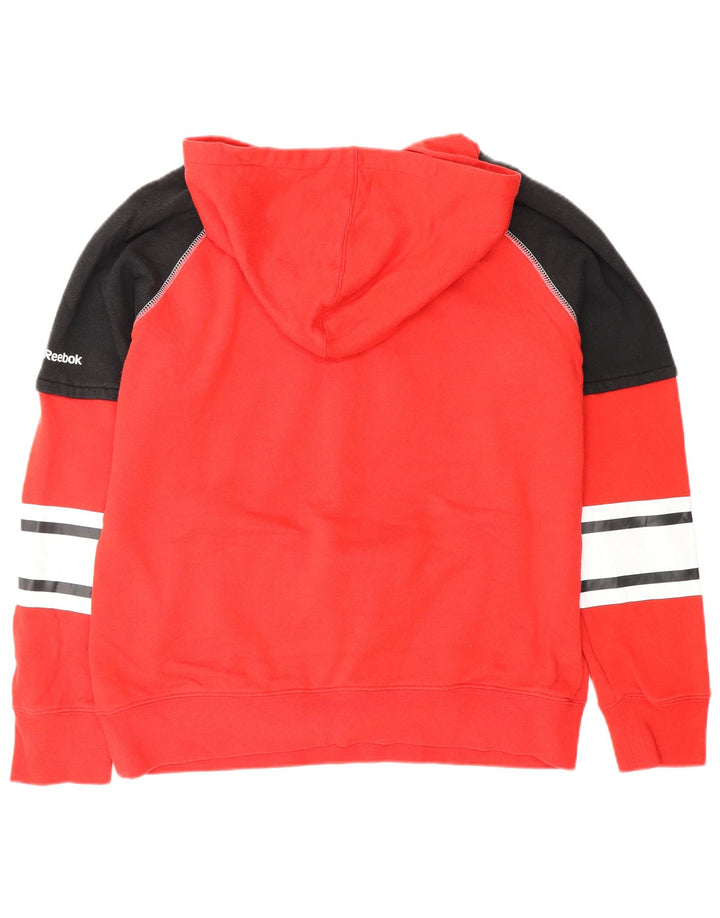 REEBOK Womens Chicago Blackhawks Hoodie Jumper UK 16 Large Red Colourblock