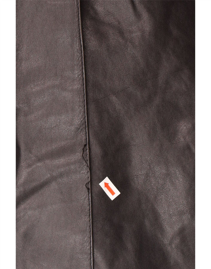 Vintage Mens Leather Coat IT 46 Small Black Leather Classic