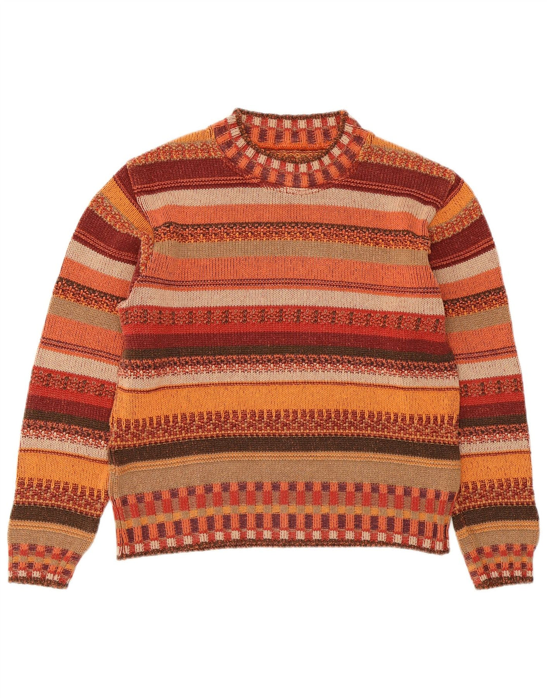 VINTAGE Womens Crew Neck Jumper Sweater UK 14 Medium Multicoloured Striped