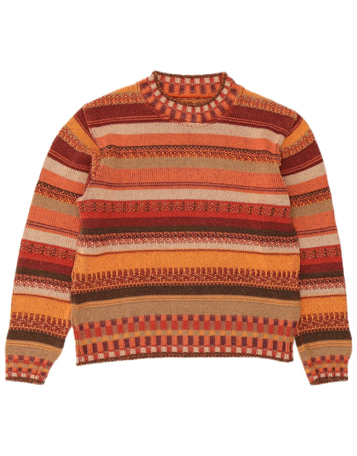 VINTAGE Womens Crew Neck Jumper Sweater UK 14 Medium Multicoloured Striped