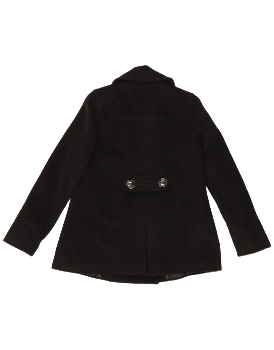 Zara Womens Pea Coat UK 8 Small Black Acetate