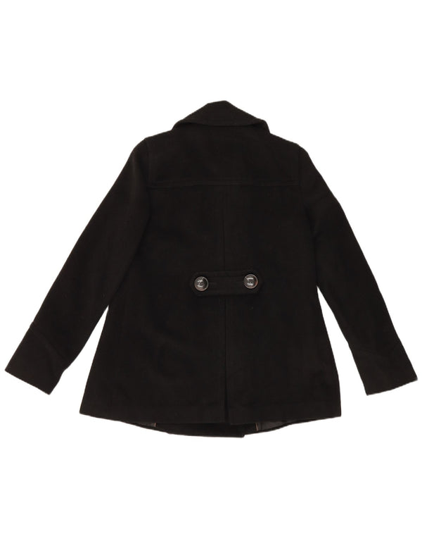 Zara Womens Pea Coat UK 8 Small Black Acetate