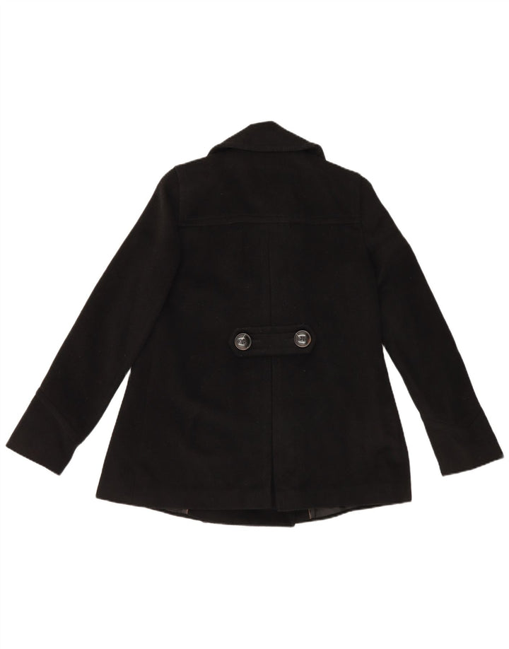 Zara Womens Pea Coat UK 8 Small Black Acetate