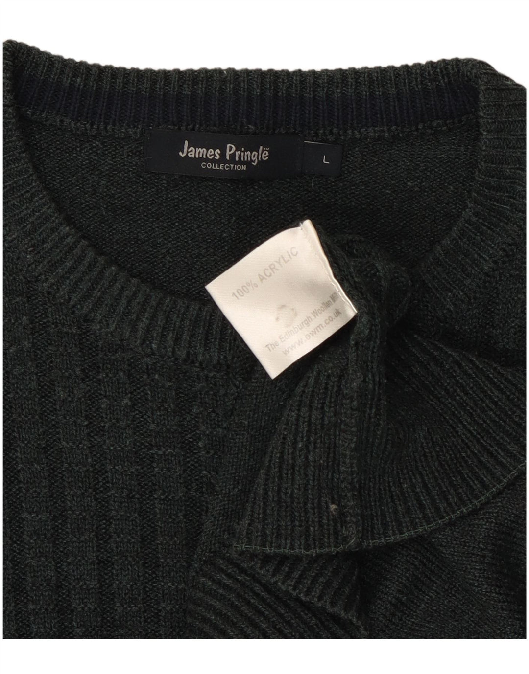 JAMES PRINGLE Mens Crew Neck Jumper Sweater Large Green Acrylic
