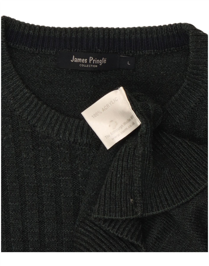 JAMES PRINGLE Mens Crew Neck Jumper Sweater Large Green Acrylic