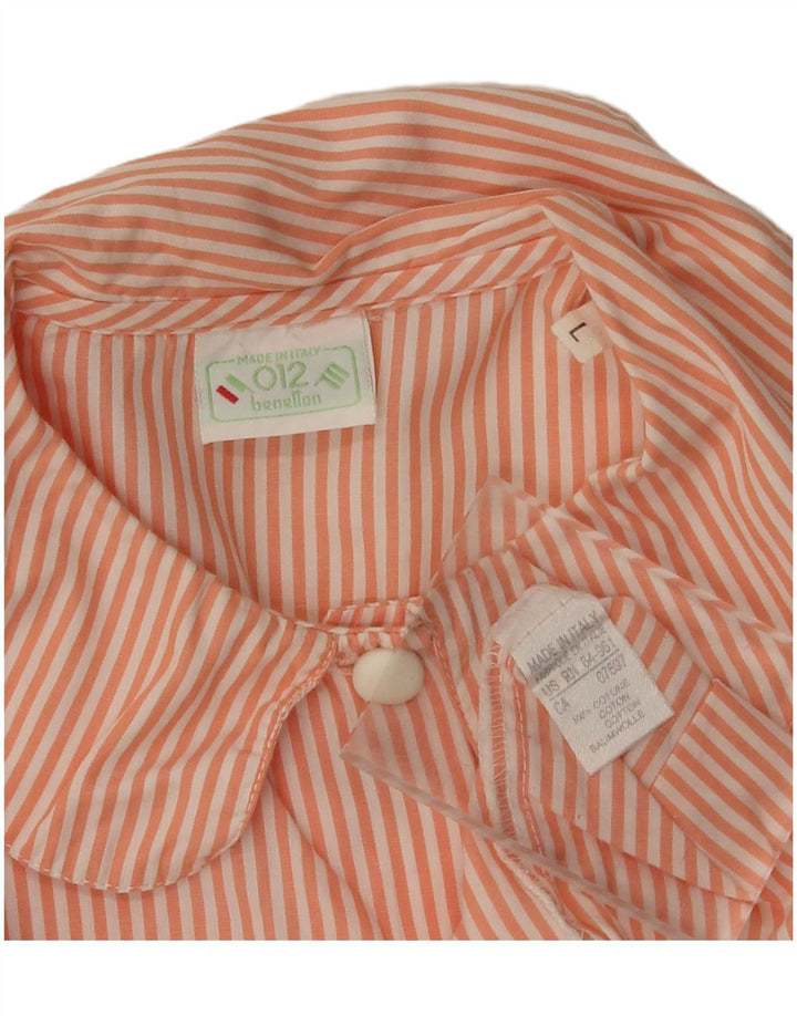 BENETTON Girls Shirt Blouse 11-12 Years Large  Pink Pinstripe Cotton
