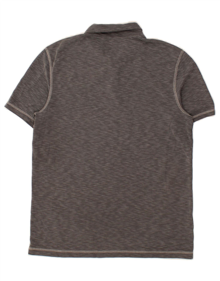 EDDIE BAUER Mens Polo Shirt Medium Grey Flecked Lyocell Vintage Eddie Bauer and Second-Hand Eddie Bauer from Messina Hembry 