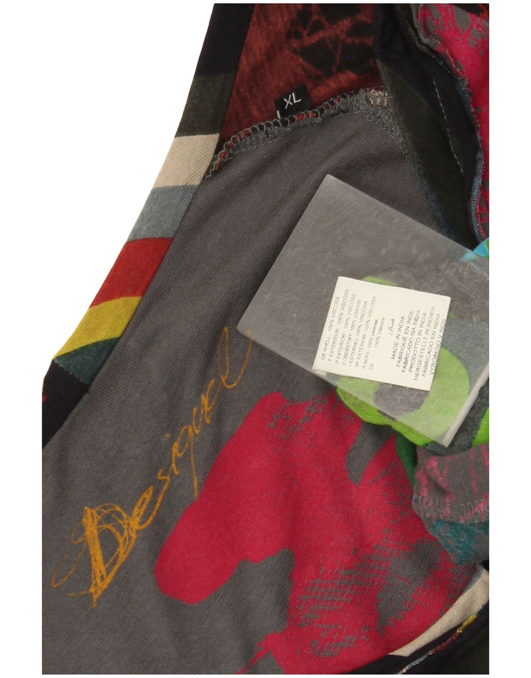 DESIGUAL Womens Graphic Top Long Sleeve UK 18 XL Multicoloured Geometric