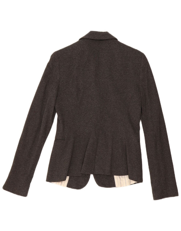 Zara Womens 1 Button Blazer Jacket UK 10 Small Grey Acetate