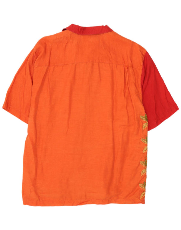 TOMMY BAHAMA Mens Short Sleeve Shirt Large Red Floral Linen