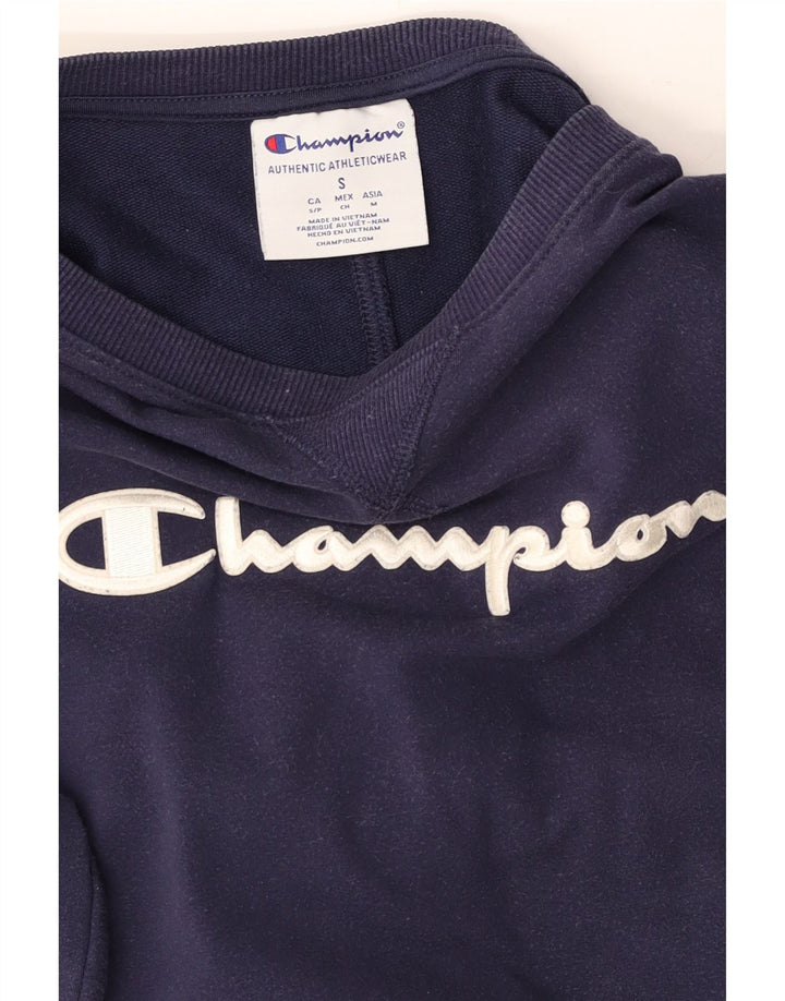 CHAMPION Womens Crop Oversized Sweatshirt Jumper UK 10 Small Navy Blue Vintage Champion and Second-Hand Champion from Messina Hembry 
