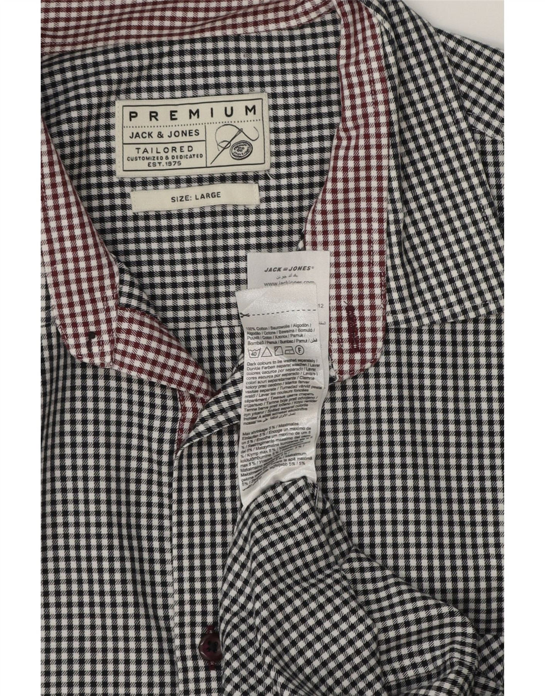 Jack & Jones Mens Shirt Large White Gingham Cotton