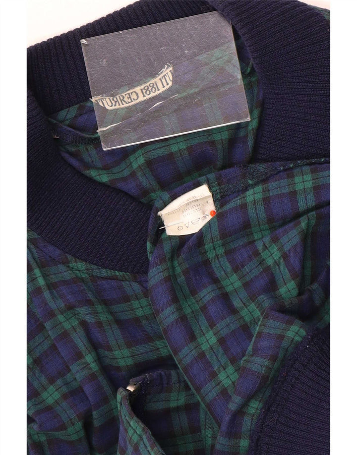Cerruti 1881 Mens Bomber Jacket UK 40 Large Green Check Polyester
