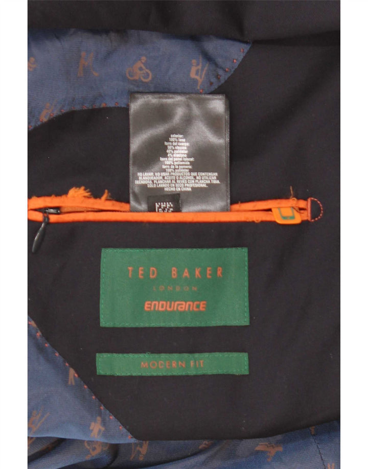 Ted Baker Mens Modern Fit 2 Button Blazer Jacket Size 42 XL Navy Blue Wool